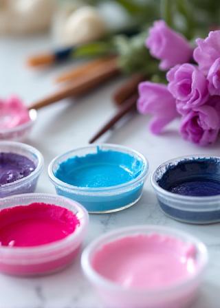 Hair coloring brush with vibrant dyes